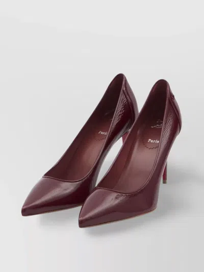 Christian Louboutin Glossy Pointed Toe Stiletto High Heel Pumps In Bordeaux