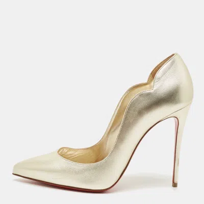 Pre-owned Christian Louboutin Gold Leather Hot Chick Pumps Size 39