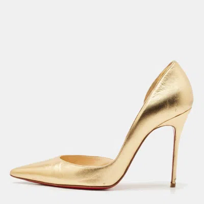 Pre-owned Christian Louboutin Gold Leather Iriza D'orsay Pumps Size 39