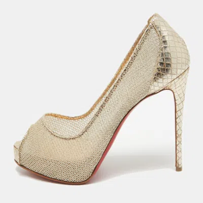 Pre-owned Christian Louboutin Gold Mesh New Very Prive Pumps Size 35.5
