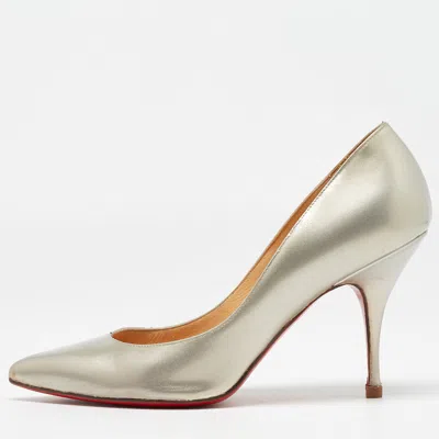 Pre-owned Christian Louboutin Gold Patent Pigalle Pumps Size 37