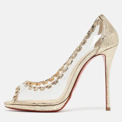 Pre-owned Christian Louboutin Gold Pvc And Texture Leather Pumps Size 39