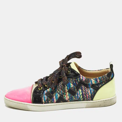 Pre-owned Christian Louboutin Gondoliere Size 41 Multicolor Knit Fabric And Patent Leather Low Top Sneakers