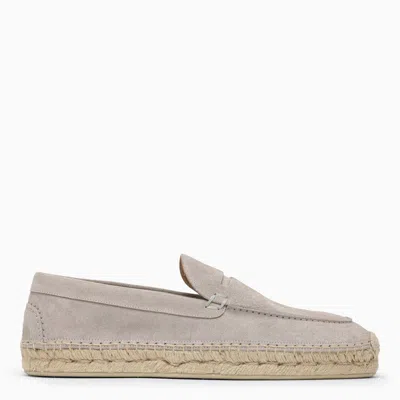 Christian Louboutin Goose-coloured Suede Espadrilles Men In Grey