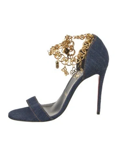 Pre-owned Christian Louboutin Gourmi Denim Sandals In Blue