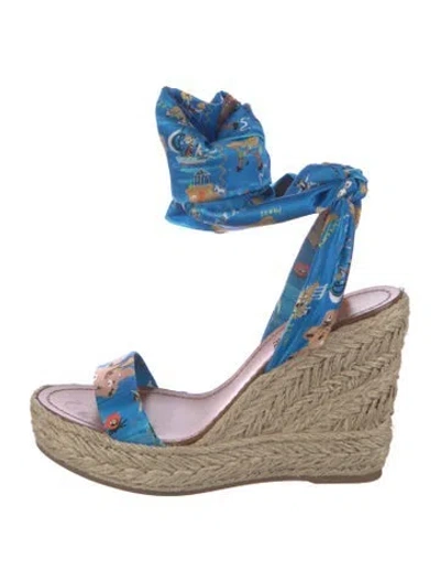 Pre-owned Christian Louboutin Graphic Print Espadrilles In Blue