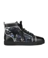 Christian Louboutin Graphic-print Leather Boots In Black