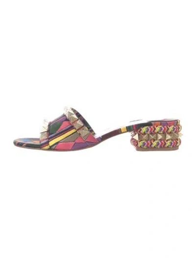 Pre-owned Christian Louboutin Graphic Print Slides In Red