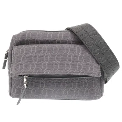Pre-owned Christian Louboutin Gray Canvas Leather Shoulder Bag ()