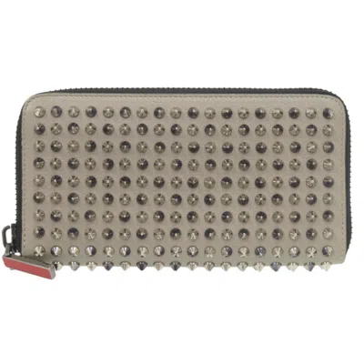 Pre-owned Christian Louboutin Gray Leather Long Wallet (bi-fold) ()