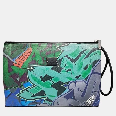 Pre-owned Christian Louboutin Green Multicolor Leather Clutch