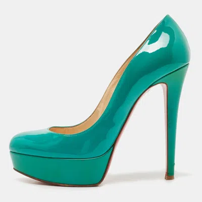 Pre-owned Christian Louboutin Green Patent Leather Bianca Pumps Size 37.5