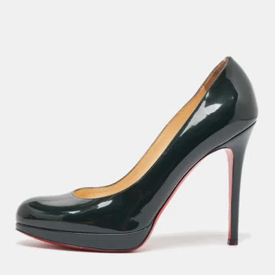Pre-owned Christian Louboutin Green Patent Leather Simple Pumps Size 37.5