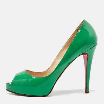 Pre-owned Christian Louboutin Green Patent Leather Very Prive Pumps Size 41