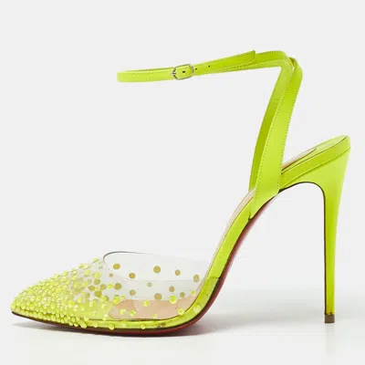 Pre-owned Christian Louboutin Green Pvc Spikaqueen Pumps Size 37