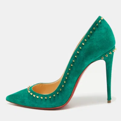 Pre-owned Christian Louboutin Green Suede Anjalina Pumps Size 38