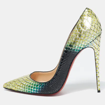 Pre-owned Christian Louboutin Green/black Python Leather So Kate Pumps Size 39