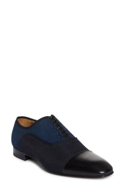 Christian Louboutin Men's Greggo Red-sole Oxfords In Black/marine