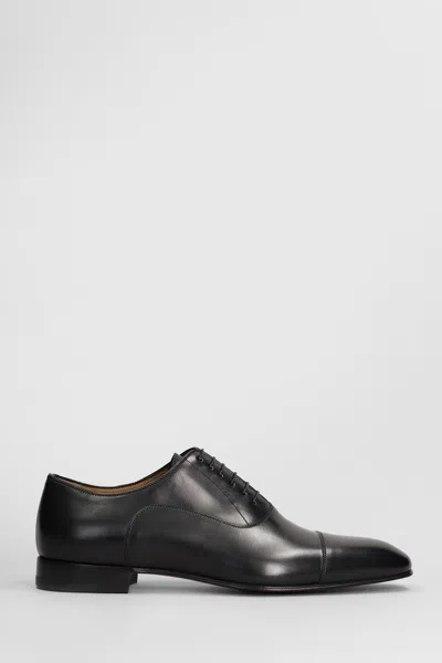 Christian Louboutin Greggo Lace Up Shoes In Black Leather