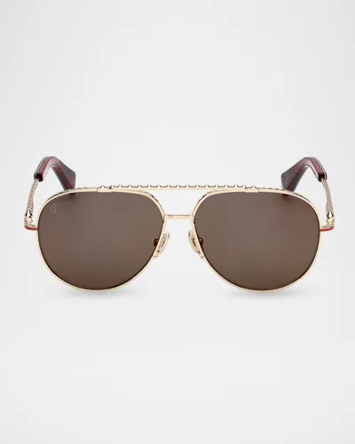 Christian Louboutin Greggo Lb0029 61mm Navigator Sunglasses In Gold