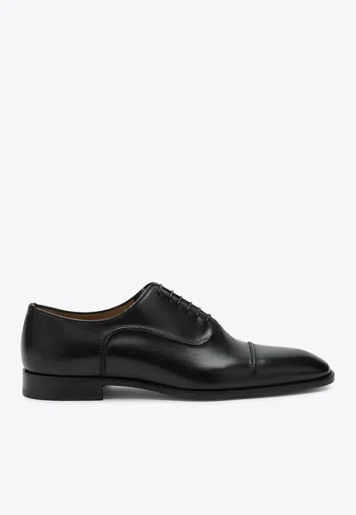 Christian Louboutin Seriox Cap-toe Leather Oxford Shoes In Black