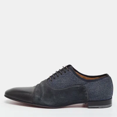 Pre-owned Christian Louboutin Greggo Size 42 Navy Blue/black Leather And Suede Oxfords