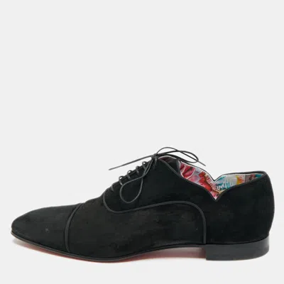 Pre-owned Christian Louboutin Greggo Size 42.5 Black Suede Lace Up Oxford Shoes