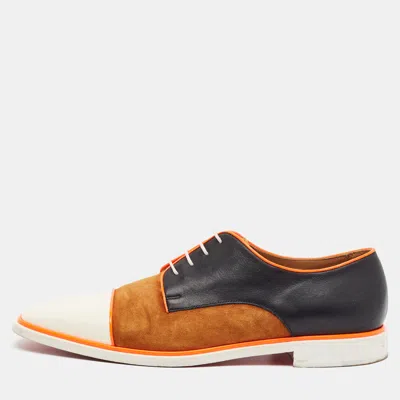 Pre-owned Christian Louboutin Greggo Size 43 Multicolor Patent Leather And Suede Oxfords