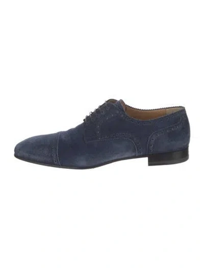 Pre-owned Christian Louboutin Greggo Suede Brogues In Blue