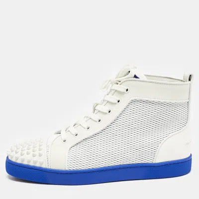Pre-owned Christian Louboutin Grey Canvas And Leather Louis High Top Sneakers Size 43