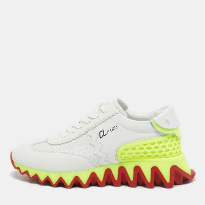 Pre-owned Christian Louboutin Grey Leather Loubi Shark Lace Up Sneakers Size 39