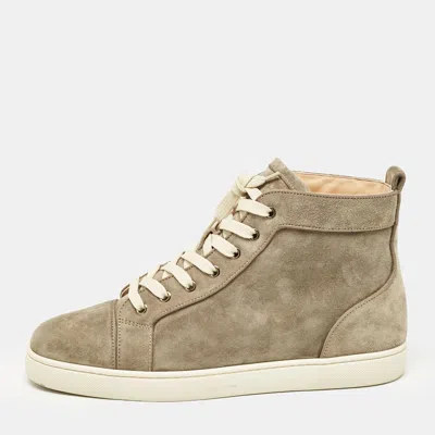 Pre-owned Christian Louboutin Grey Suede Louis Orlato High Top Sneakers Size 43