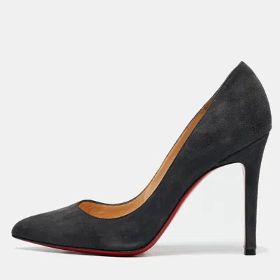 Pre-owned Christian Louboutin Grey Suede Pigalle Pumps Size 36