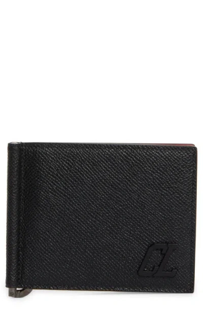 Christian Louboutin Groovy Full-grain Leather Billfold Wallet With Money Clip In Black