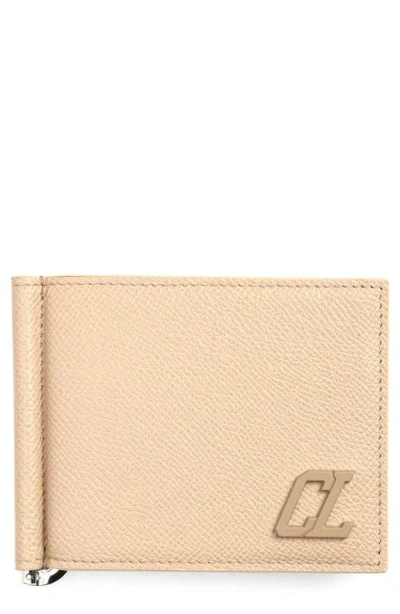 Christian Louboutin Groovy Calfskin Bifold Wallet With Money Clip In Saharienne/saharienne