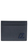 Christian Louboutin Groovy Calfskin Card Holder In Navy