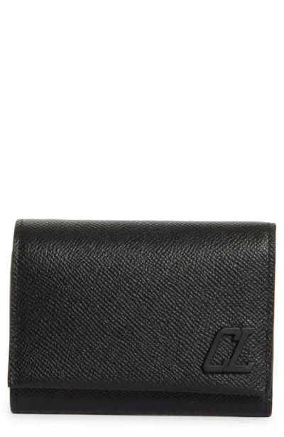 Christian Louboutin Groovy Calfskin Trifold Wallet In Black/black