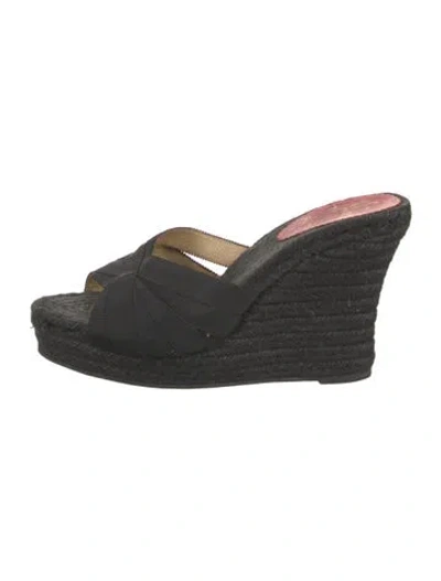 Pre-owned Christian Louboutin Grosgrain Trim Espadrilles In Black