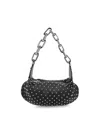 Christian Louboutin Nappa Leather Chain-link Shoulder Bag Studs In Black/silver/silver
