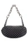 Christian Louboutin Nappa Leather Chain-link Shoulder Bag Studs In Blacksilversilver