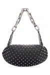 Christian Louboutin Nappa Leather Chain-link Shoulder Bag Studs In Blacksilversilver
