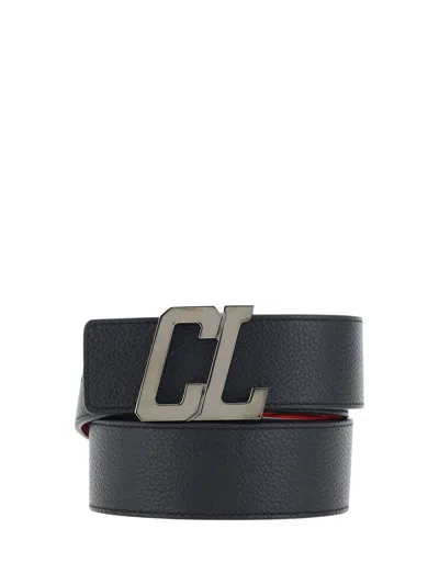 Christian Louboutin Happy Rui Belt In Black/loubi/gun Metal