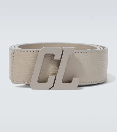 Christian Louboutin Happy Rui Cl Logo Leather Belt In Goose/goose/goose