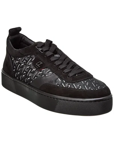 Christian Louboutin Happyrui Coated Canvas & Suede Sneaker In Black