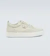 Christian Louboutin Happyrui Leather-trimmed Sneakers In White
