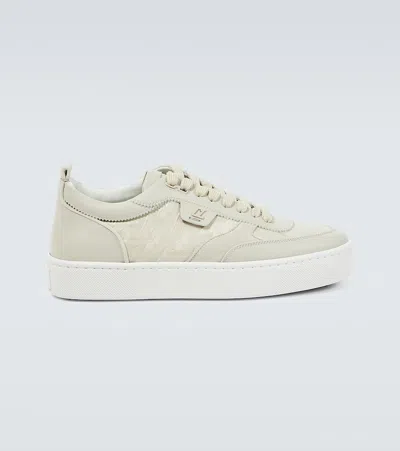 Christian Louboutin Happyrui Leather-trimmed Sneakers In White