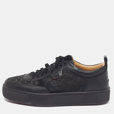 Pre-owned Christian Louboutin Happyrui Size 40 Black Leather Rubber And Suede Low Top Sneakers