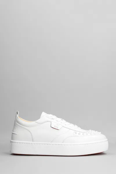 Christian Louboutin Happyrui Spikes Sneakers In White Leather