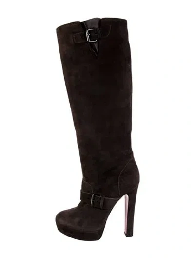 Pre-owned Christian Louboutin Harletty Suede Boots In Brown
