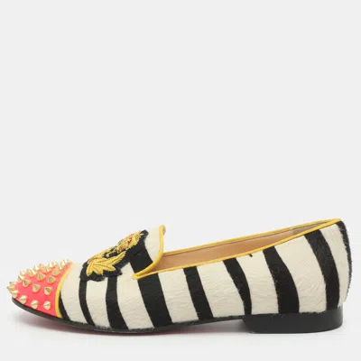 Pre-owned Christian Louboutin Harvanana Spike Size 36.5 Multicolor Calf Hair And Patent Leather Loafers